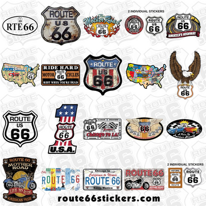 3.5" x 2.5" Route 66 Stickers - 20 Pack - READY TO SHIP