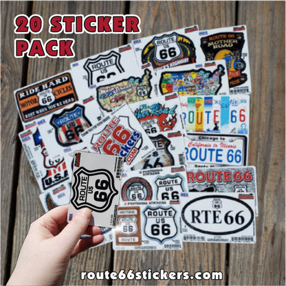 3.5" x 2.5" Route 66 Stickers - 20 Pack - READY TO SHIP