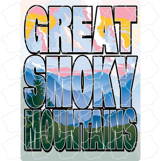 Great Smoky Mountains Mountain Filled Big Block Letters