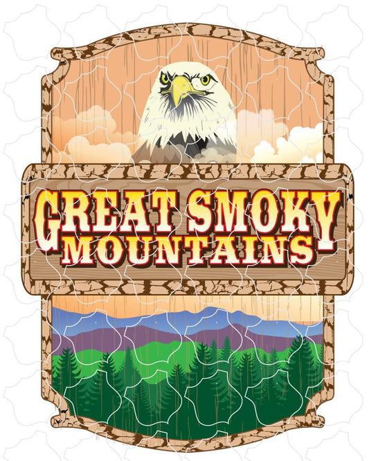 Great Smoky Mountains Vertical Wood Sign Mountain Scene