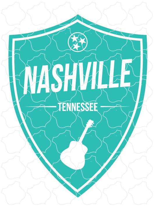 Nashville, Tennessee Teal Shield Guitar