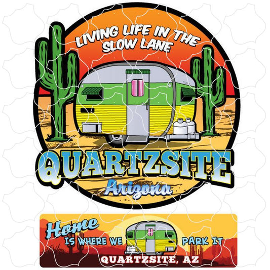 Quartzsite, Arizona Tear Drop Camper Trailer 2 Up Sticker Sheet