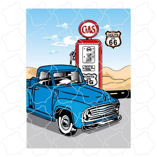 Route 66 Blue Pickup Gas Pump