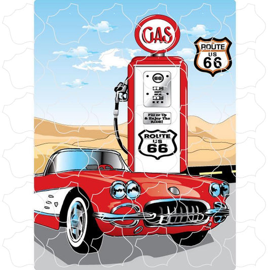 Route 66 Red Corvette Gas Pump