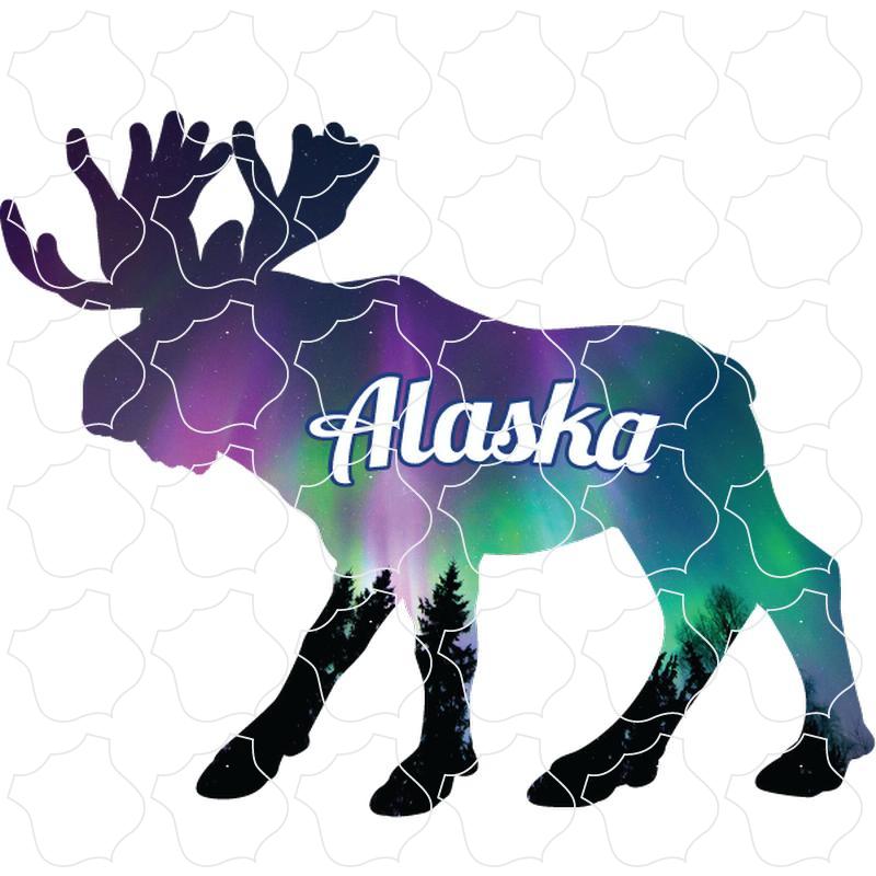 Colorful Moose Alaska Northern Lights Moose