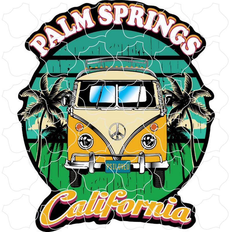Palm Springs California Yellow Bus Front View