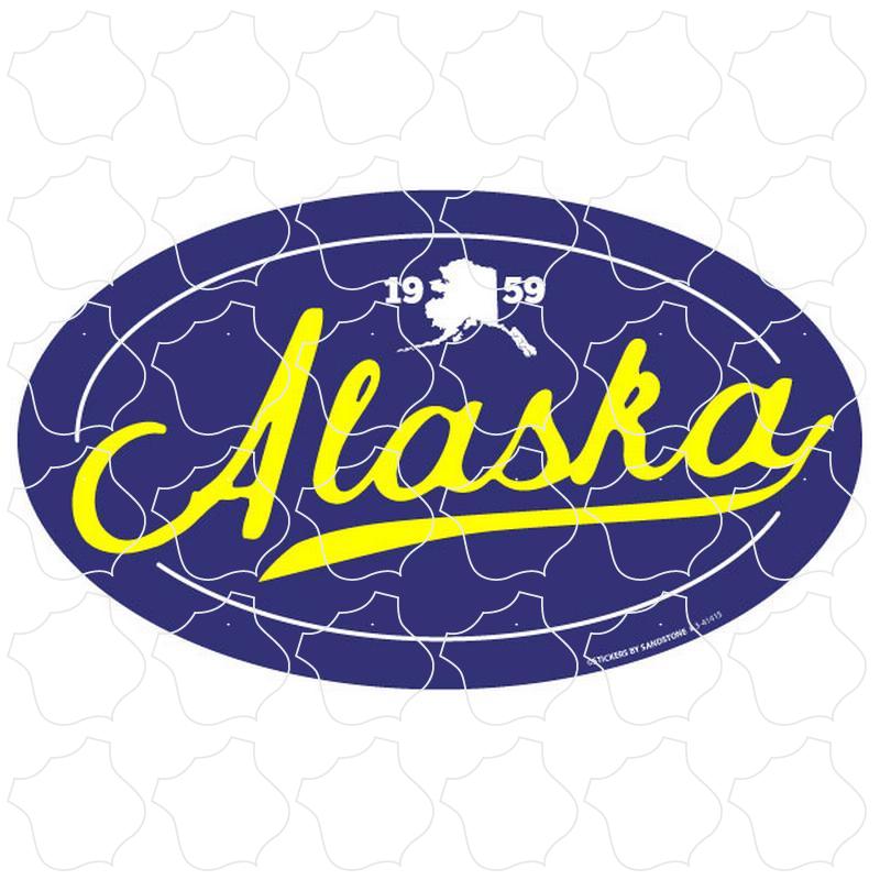 Alaska Alaska Script on Royal Blue Oval