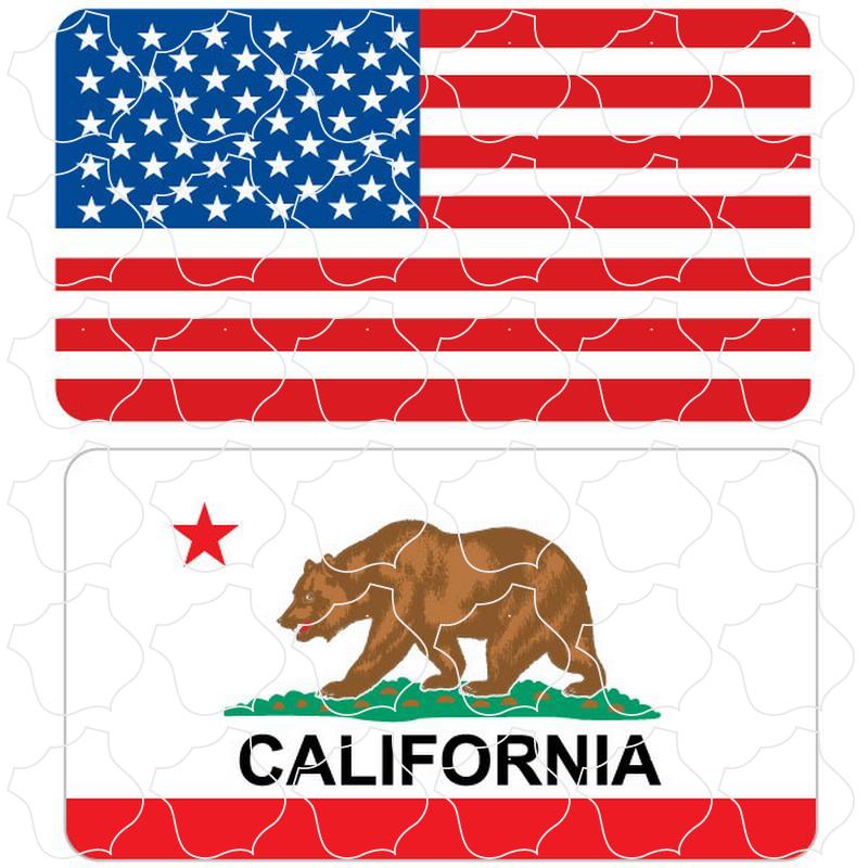 US Flag CA Flag US Flag & California Flag 2 Up Vertical