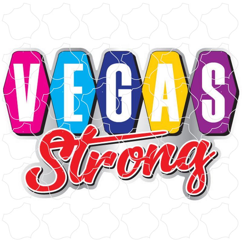 Vegas Vegas Strong Multi Color Retro Sign