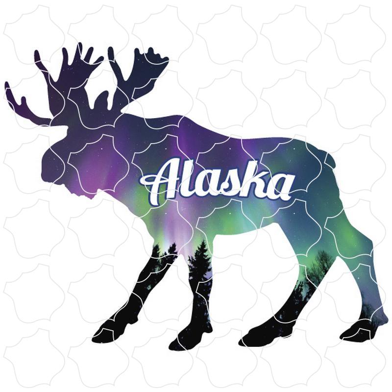 Northern Lights Moose Alaska Moose with Northern Lights (like 41247)