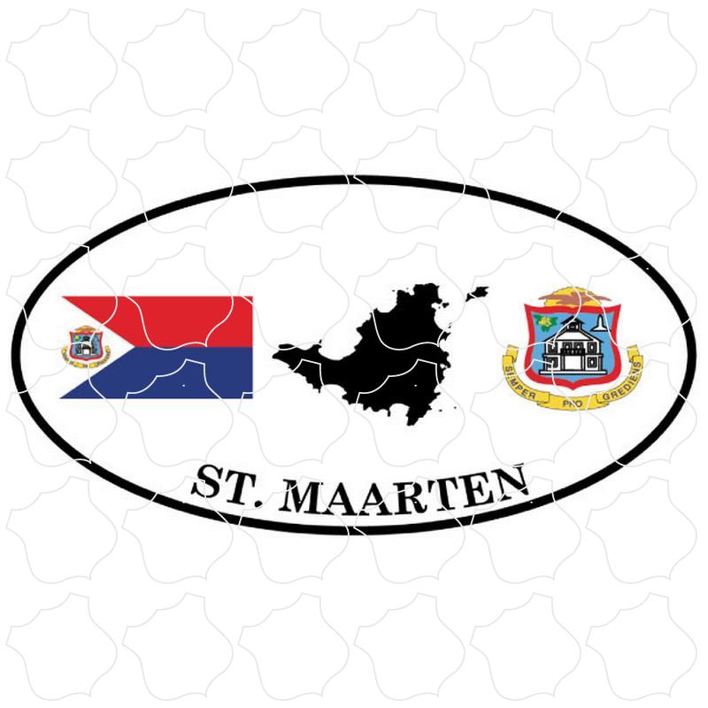 St Maarten Flag Island Crest Euro Oval