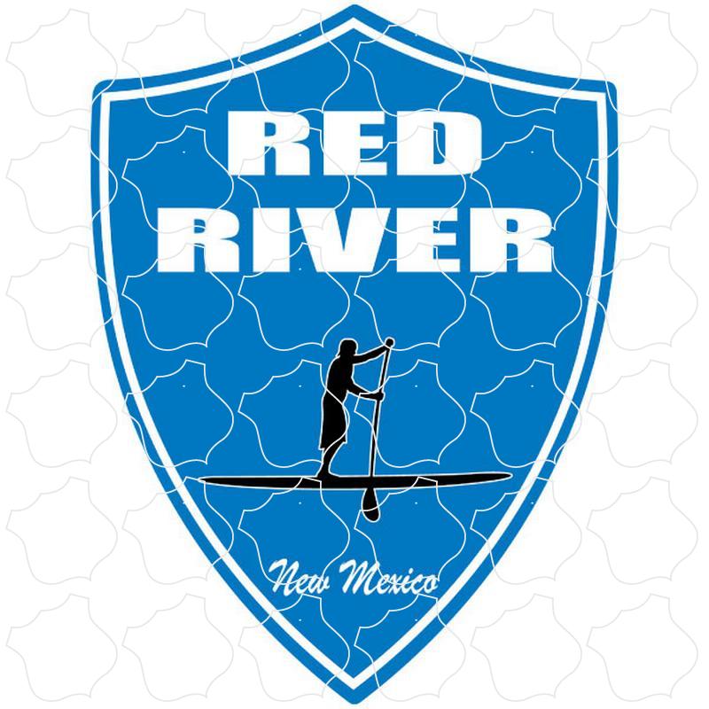 Red River, New Mexico Stand Up Paddle Boarder Blue Shield