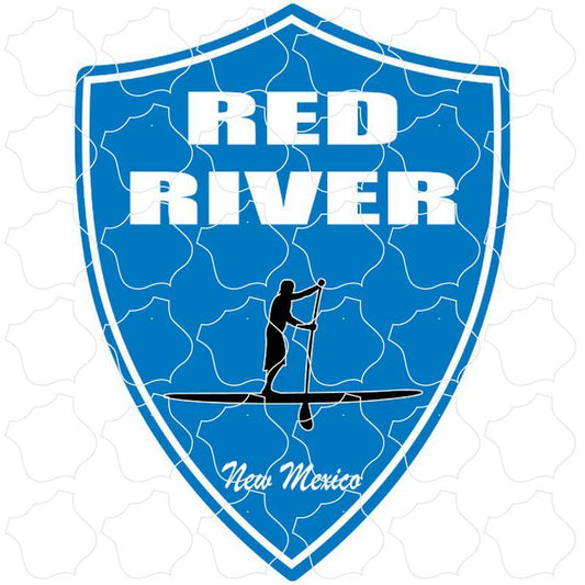 Red River, New Mexico Stand Up Paddle Boarder Blue Shield