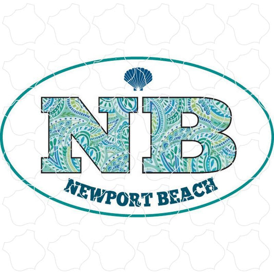 Newport Beach, CA Paisley Letters Euro Oval