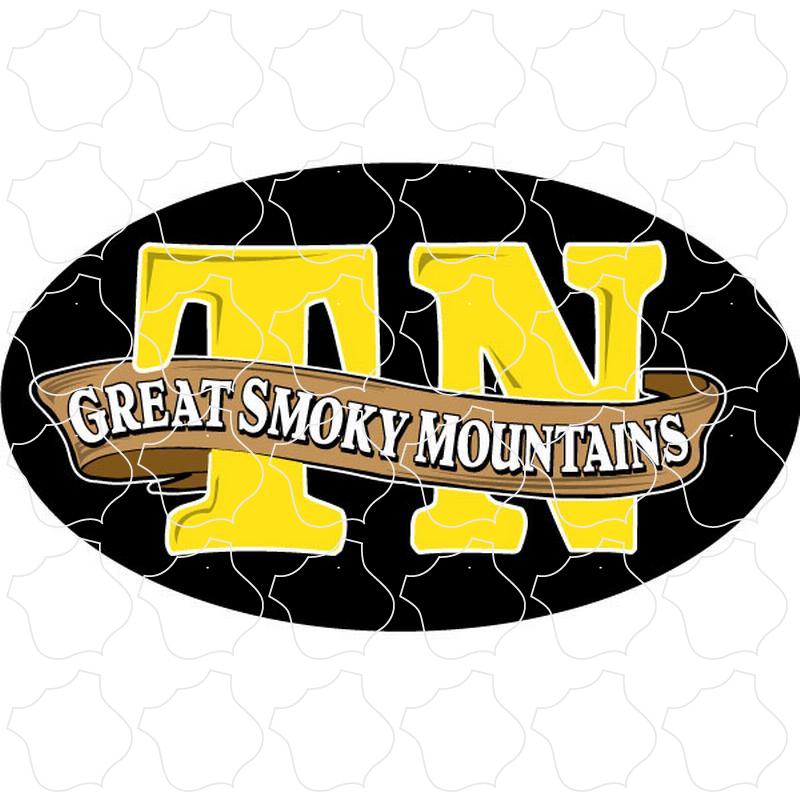 Great Smoky Mountains Black & Gold Country Euro Oval