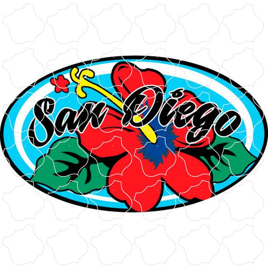 San Diego Red Hibiscus Oval