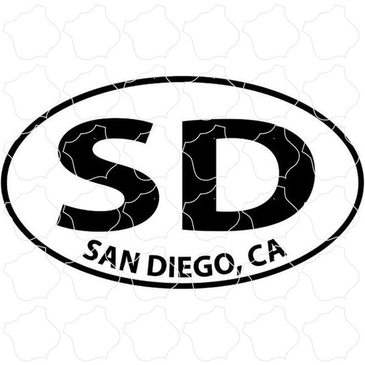 San Diego, CA Black & White Euro Oval