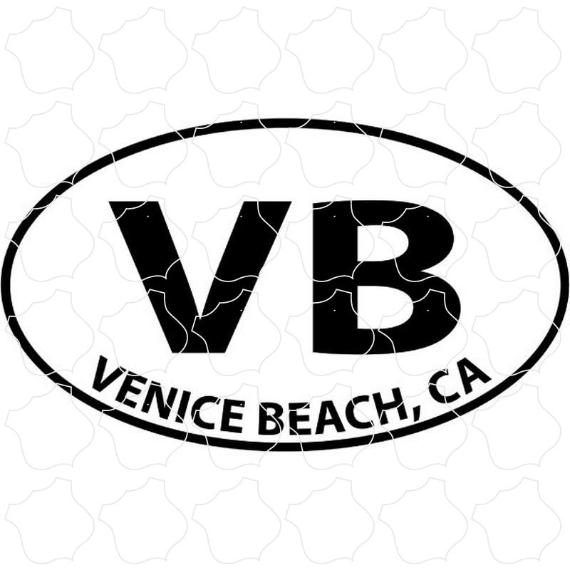 Venice Beach, CA Black and White Euro Oval