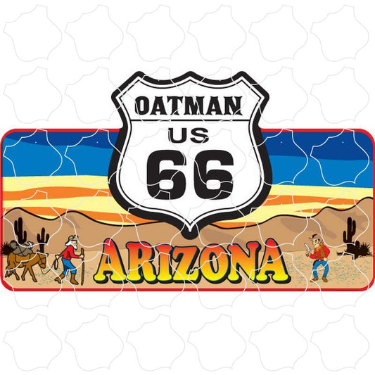 Oatman AZ Route 66 Shield Desert Scene