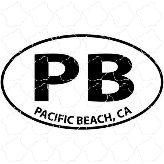 Pacific Beach, CA Black and White Euro Oval