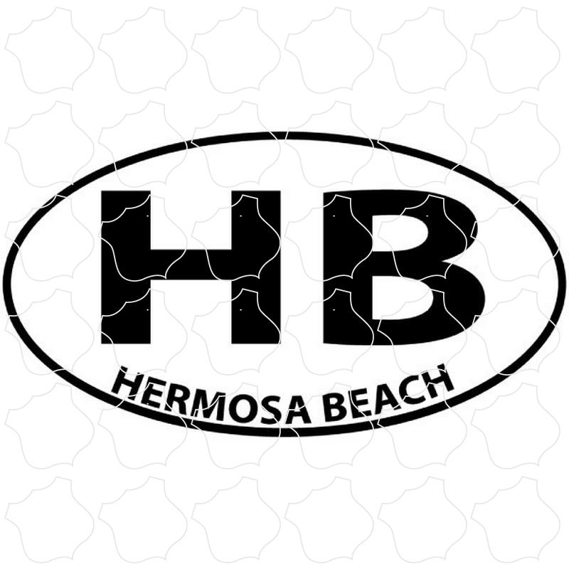 Hermosa Beach Black & White Euro Oval