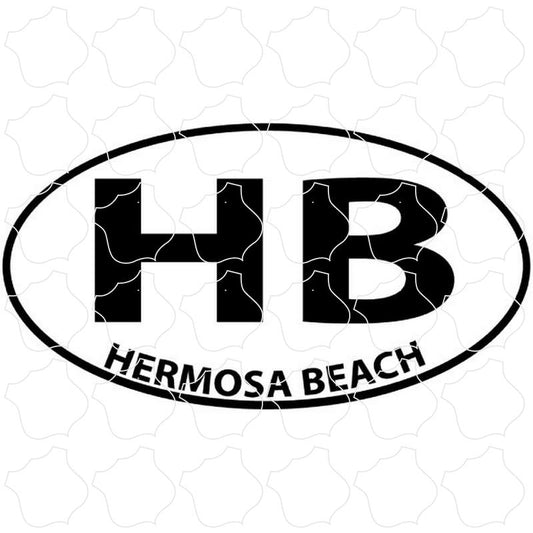 Hermosa Beach Black & White Euro Oval