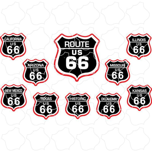 Route 66 Black Shields 10 Up