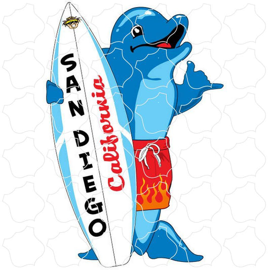 San Diego, California Standing Surfboard Dolphin