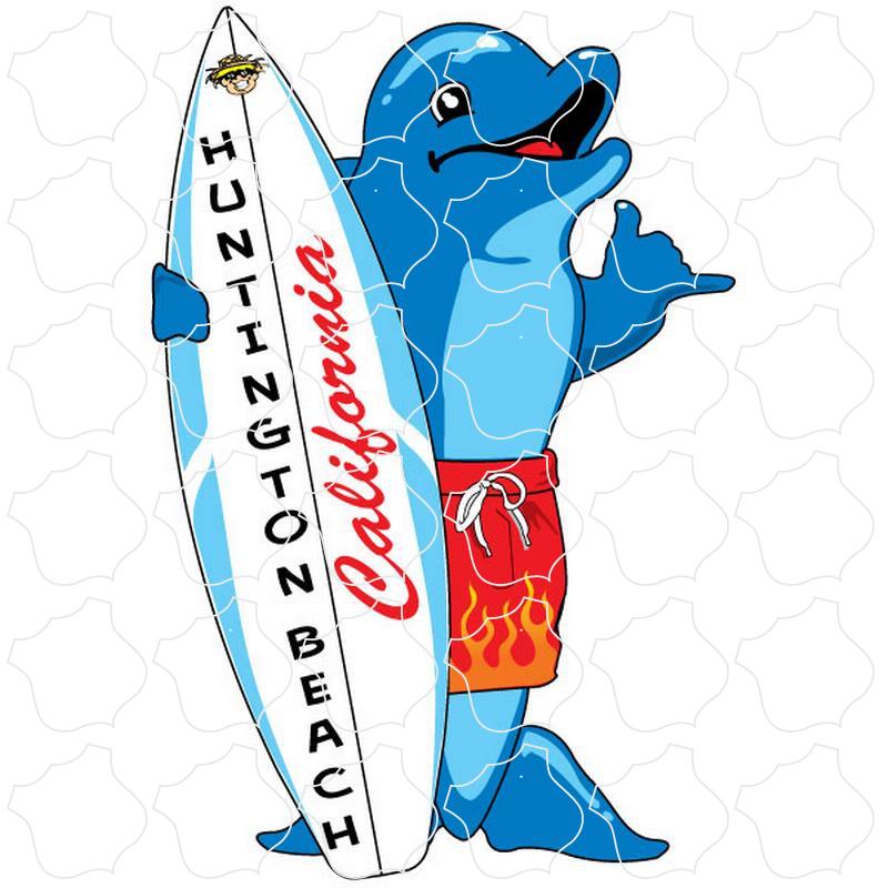 Huntington Beach, CA Standing Surfboard Dolphin