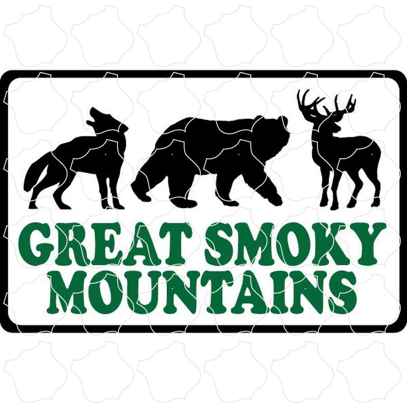 Great Smoky Mountains Wolf, Bear, Deer Rectangle