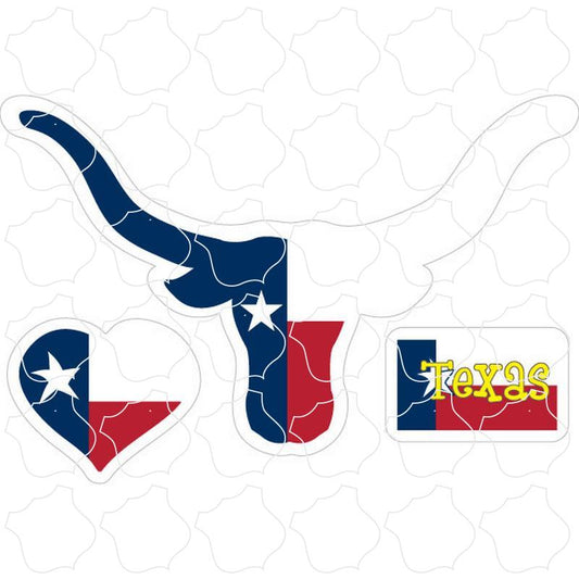 Texas Heart, Longhorn & Flag