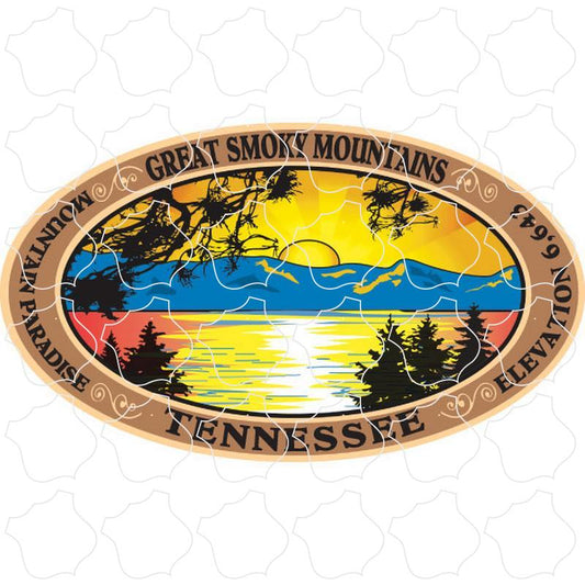 Great Smoky Mountains Retro Lake Scene