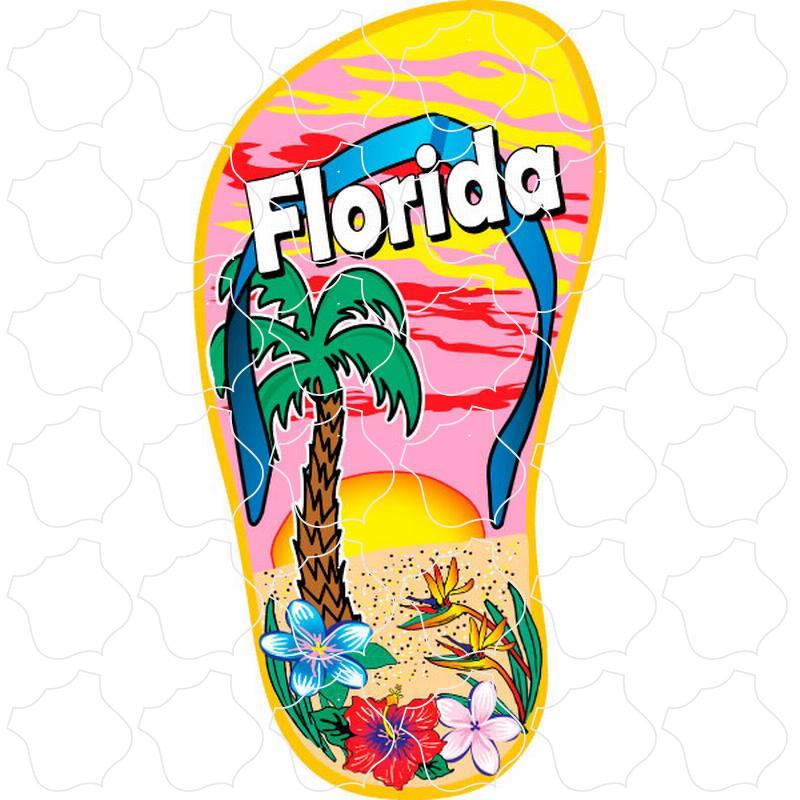Single Flip Flop with Palm & Sun Vertical Florida Single Flip Flop with Palm & Sun Vertical