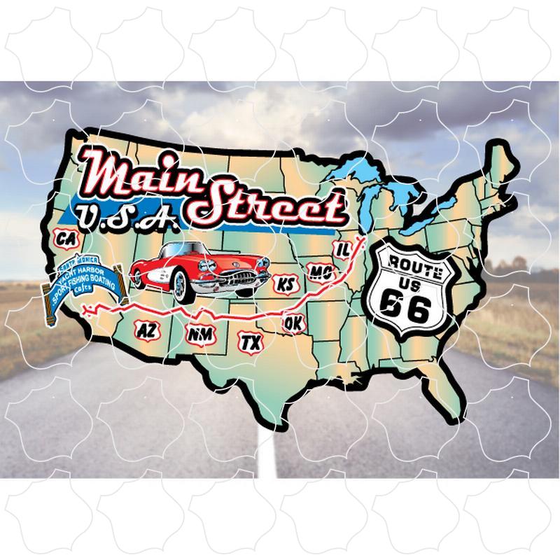 Route 66 USA Map Main Street