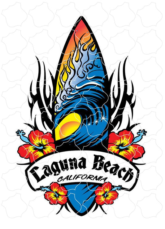 Laguna Tribal Surfboard Vertical Laguna Beach Tribal Surfboard