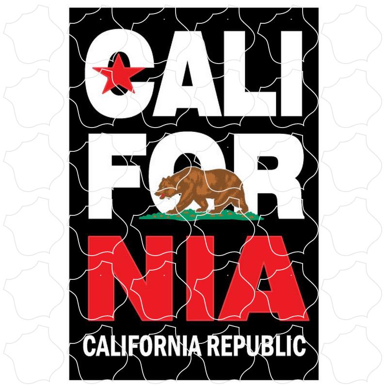 California Black Flag Stacked Letters