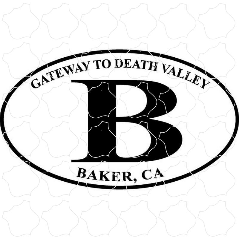 Baker, CA Black & White Euro Oval