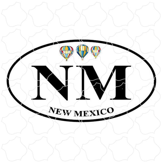 New Mexico Color Hot Air Balloon Oval