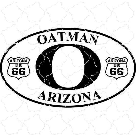 Oatman, AZ Double Route 66 Shield Euro Oval