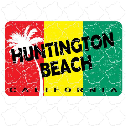 Huntington Beach, CA Palm Tree Rasta Flag