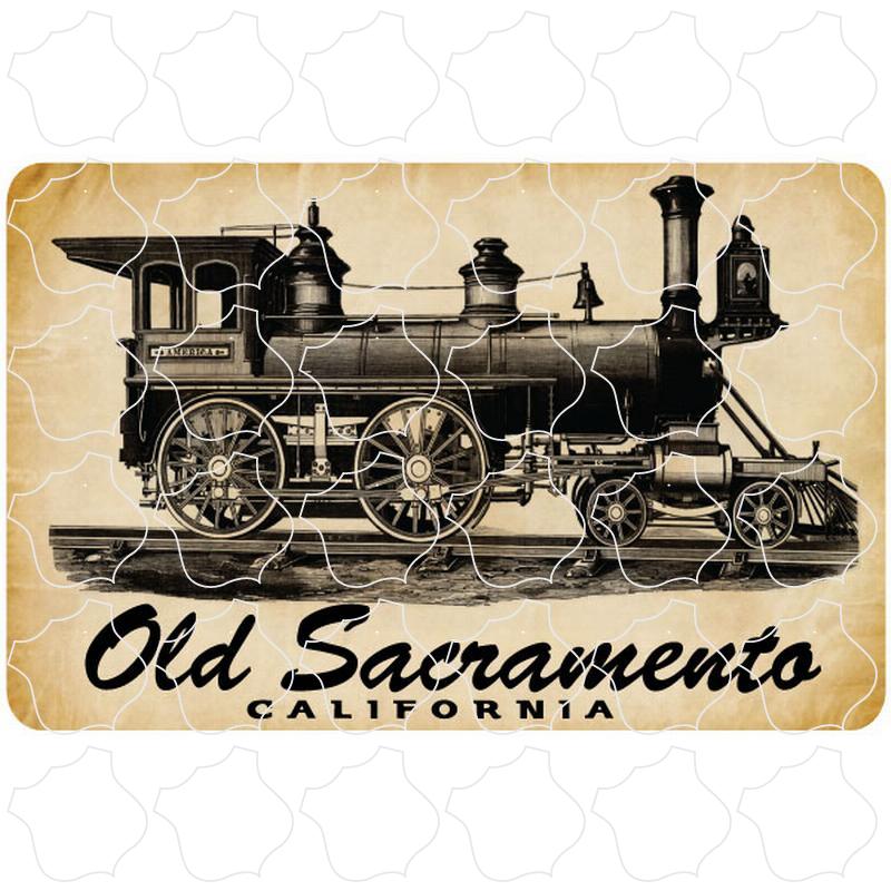 Old Sacramento California Steam Engine Parchment