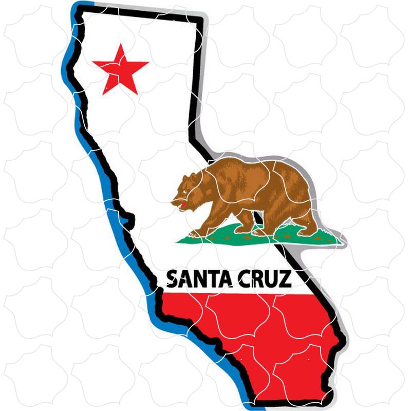 Santa Cruz, CA California State Flag Map