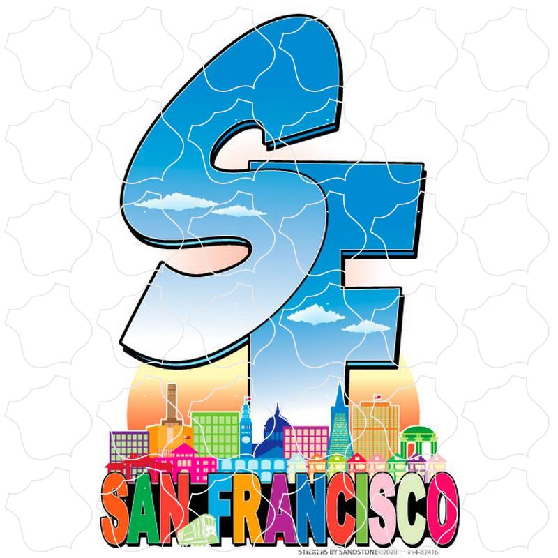 San Francisco, CA City Skyline Big Letters