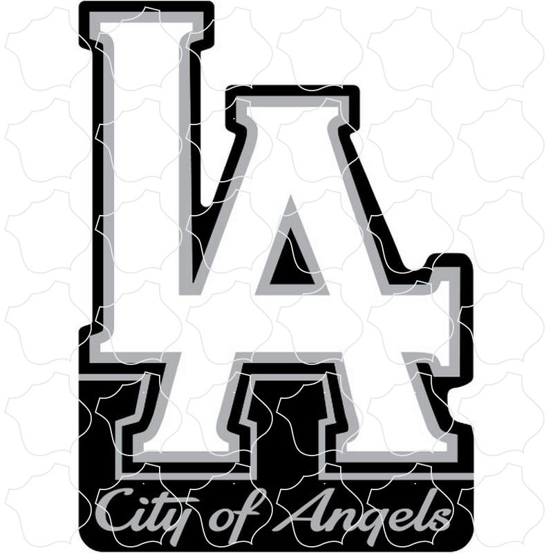 Los Angeles White & Silver Stacked Letters
