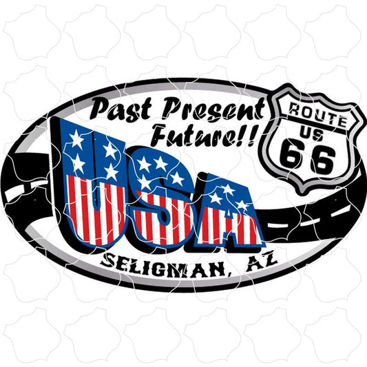 Seligman AZ Route 66 USA Road Shield Oval