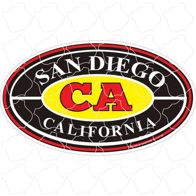 San Diego, CA Red, Black & Yellow Oval