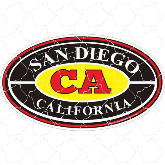 San Diego, CA Red, Black & Yellow Oval