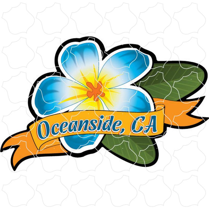 Oceanside, CA Blue Plumeria With Banner