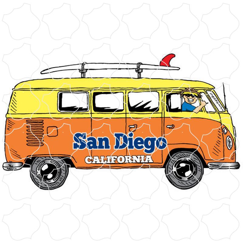 San Diego, California Bus Side View Surfboard