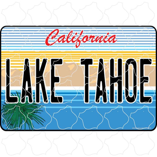 Lake Tahoe California License Plate With Tree & Lines